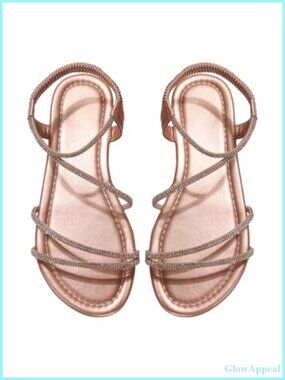 Rhinestone Strappy Sparkly Flat Sandals